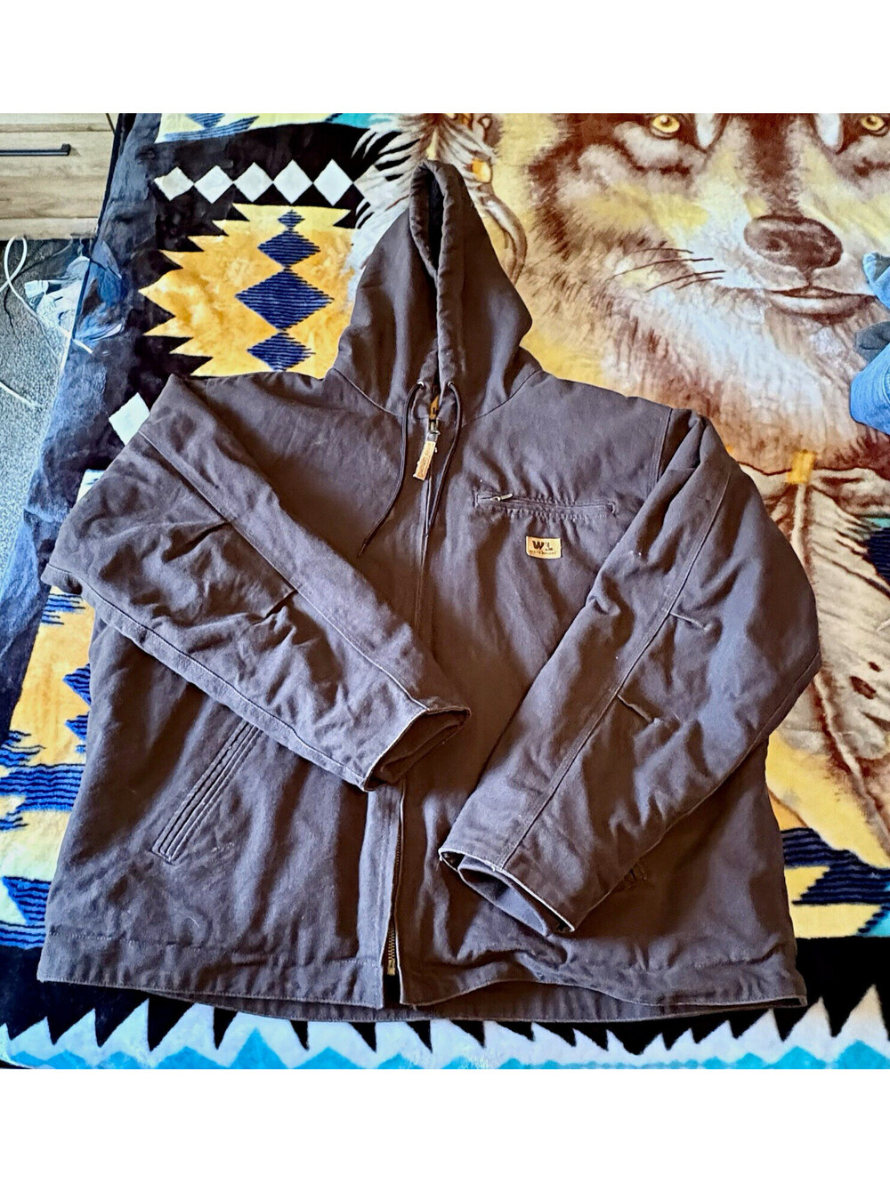 Wells Lamont Men's XL Brown Canvas Hooded Work Jacket Heavy Duty
